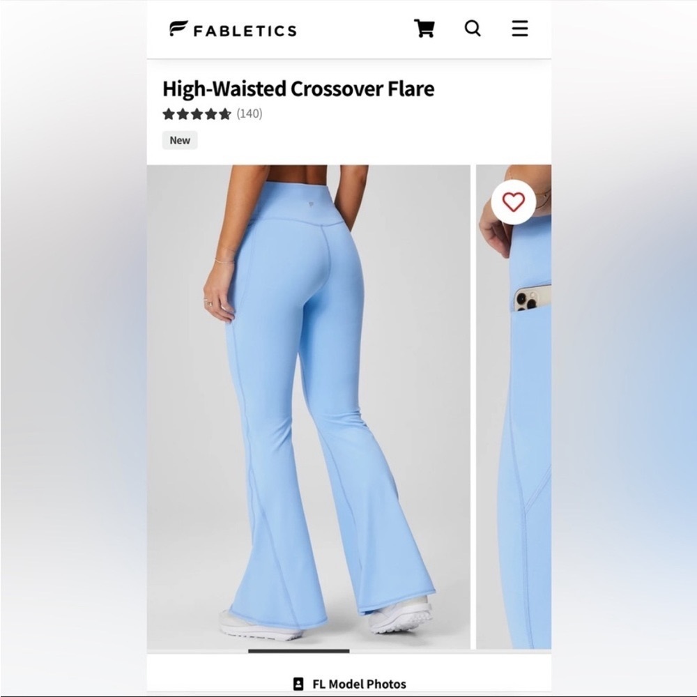 ISO Fabletics High-Waisted Crossover Flare - bluebell, black